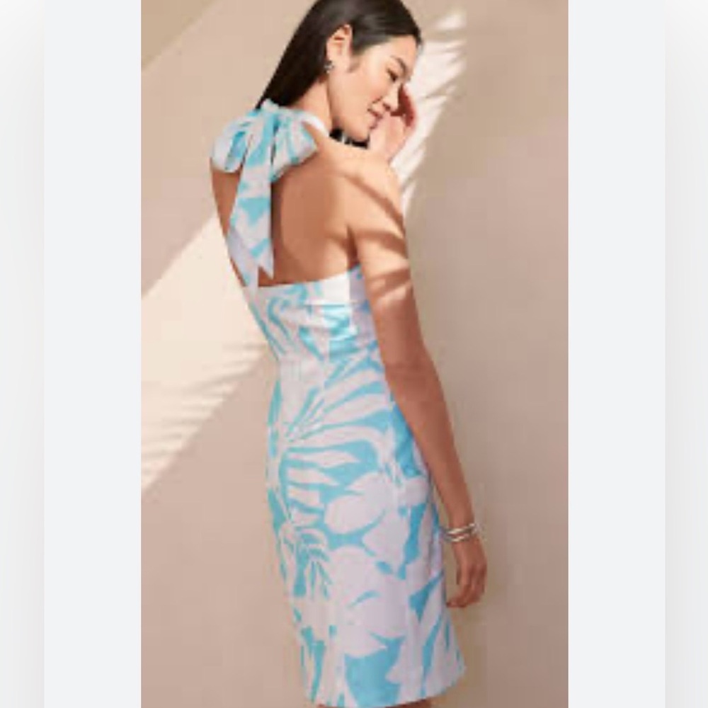 Ann Taylor knot halter linen dress 4 NWT